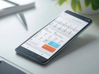 tablet on a desk with a calendar on the screen